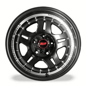 RIN MODELO BK936 15X8 5X139.7 SATIN BLACK MACHINED IN+LIP+CHROME RIVETS