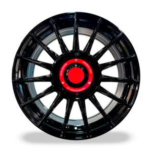 RIN MODELO 0257 17X7.5 8X100/114.3 GLOSS BLACK W RED INSERT