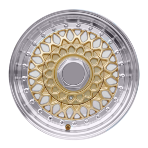 Paquete de 4 Rines Modelo L247 15×8 (7) 4×100/4×114.3 Gold machined lip w chromed rivets progresivos