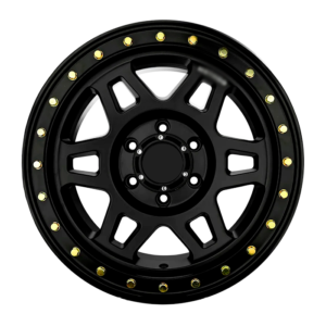 Paquete de 4 Rines Modelo H623 17X8.5 5X127 SATIN BLACK W GOLDEN RIVETS MILLING WORDS 17x8-5