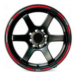 Paquete de 4 Rines Modelo TE37 19X9.5(10.5) 10X114.3/120 SATIN BLACK W MILLING WORDS AND RED LINE PROGRESIVOS