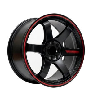 Paquete de 4 Rines Modelo WT544 17X8 (9) 8X100/114.3 SATIN BLACK W MILLING WORDS AND RED LINE progresivo 17x8